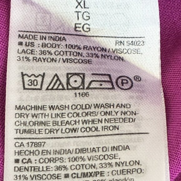 Old Navy Peasant Top Womens XL Magenta Pink Lace Insets And Sleeves Boho Girly - Picture 6 of 7